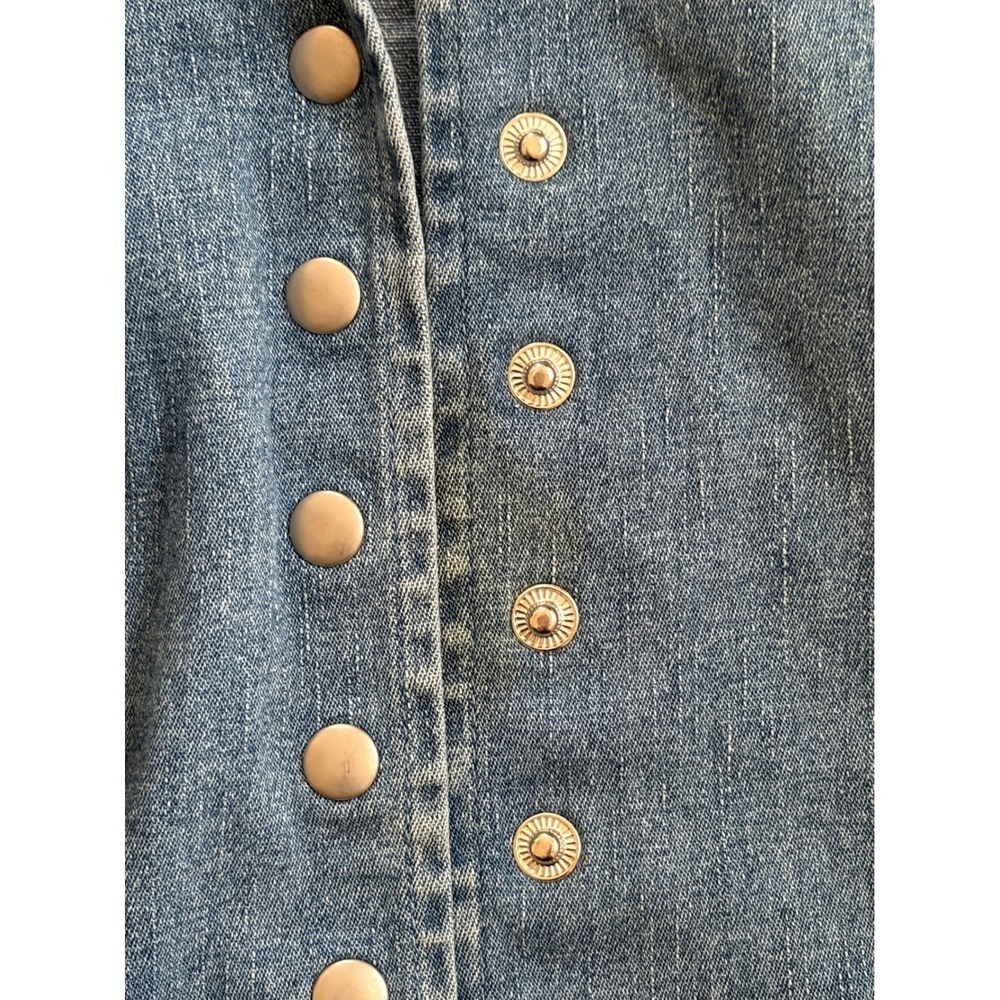 Floral Embroidered Denim Shirt Light Wash Blue Large 90's Butter Mom - Picture 6 of 10